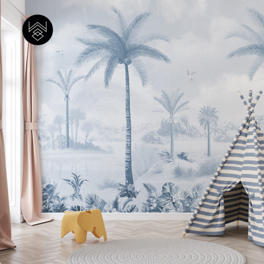 טפט פאלם פייד 4 כחול