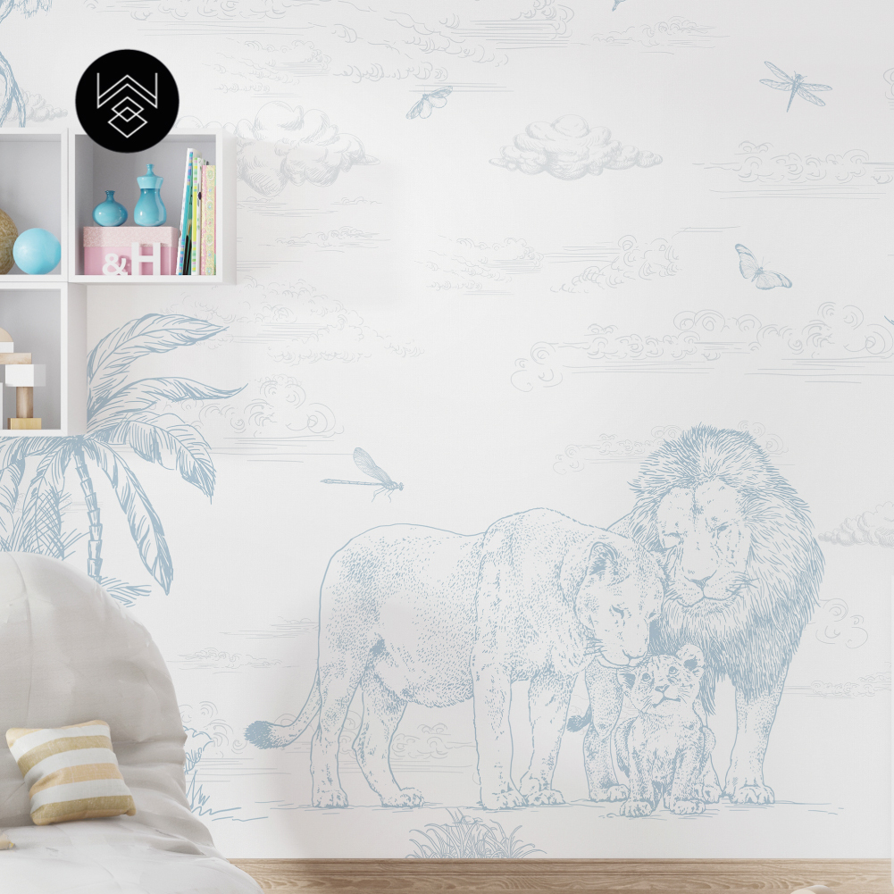 טפט מילאן אריות כחול