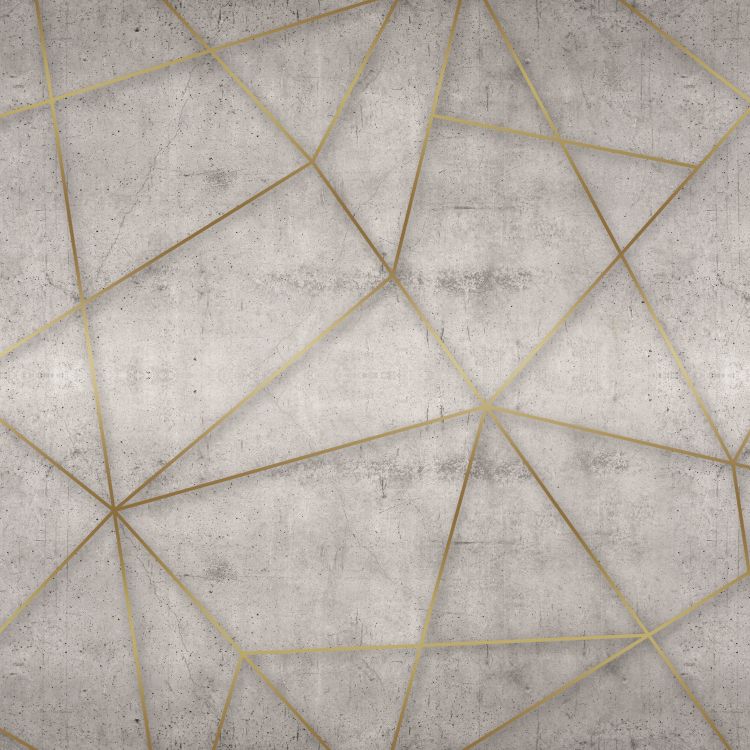 טפט צורות גאומטריות עם קונטור על קיר בטון