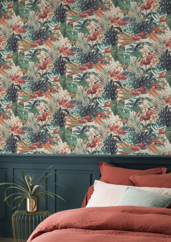 טפט עלים גדולים צבעוני כחול