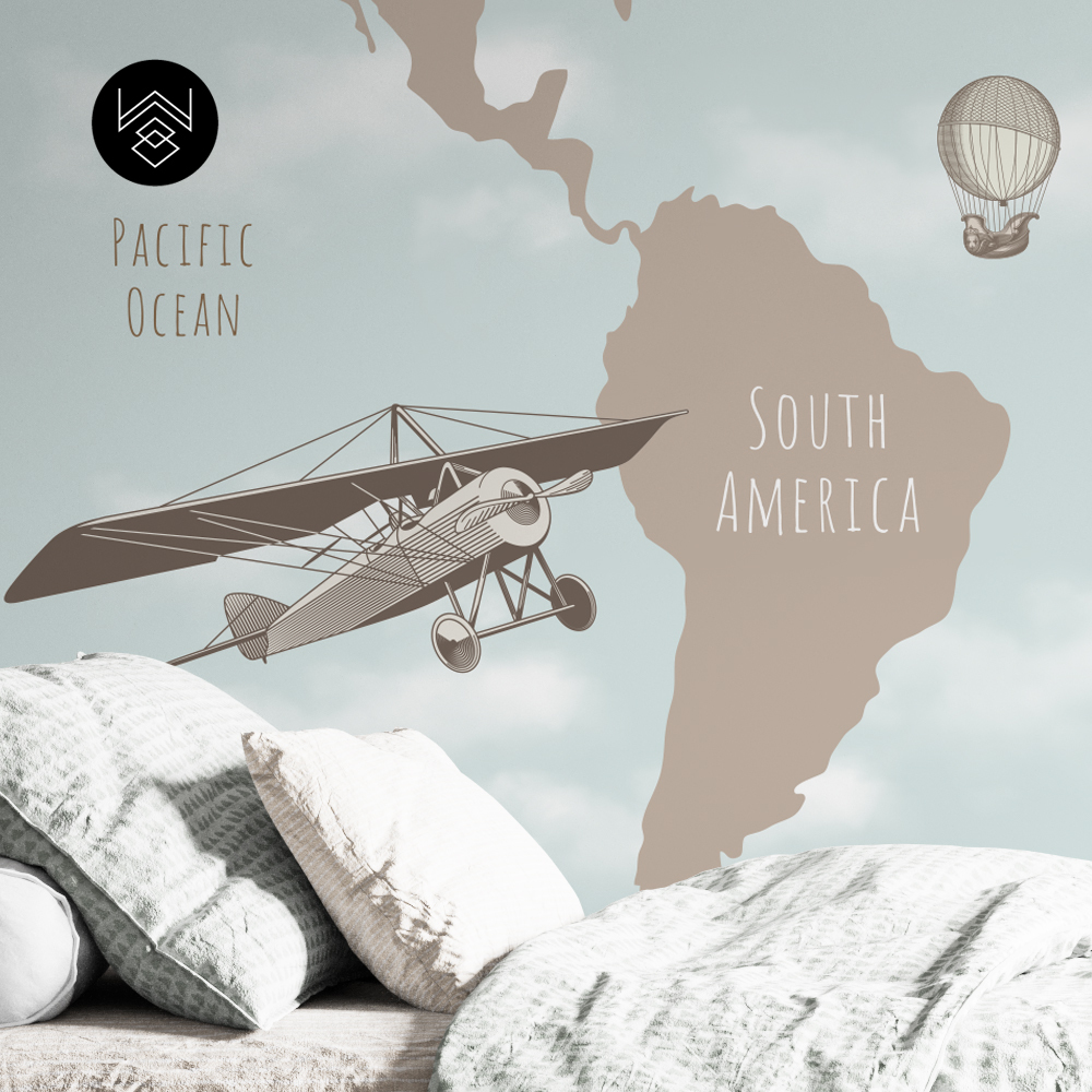 טפט מפת עולם ומטוסים 3