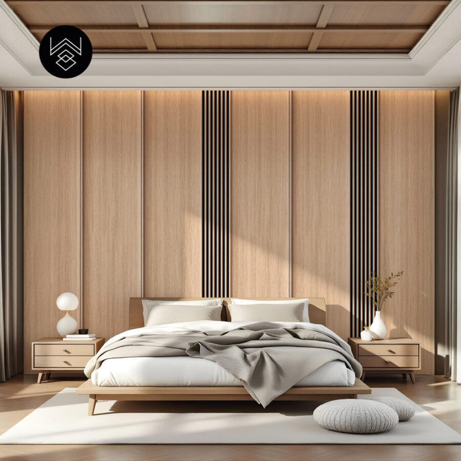 טפט דמוי פורניר אפקט סרגלים אלון טבעי