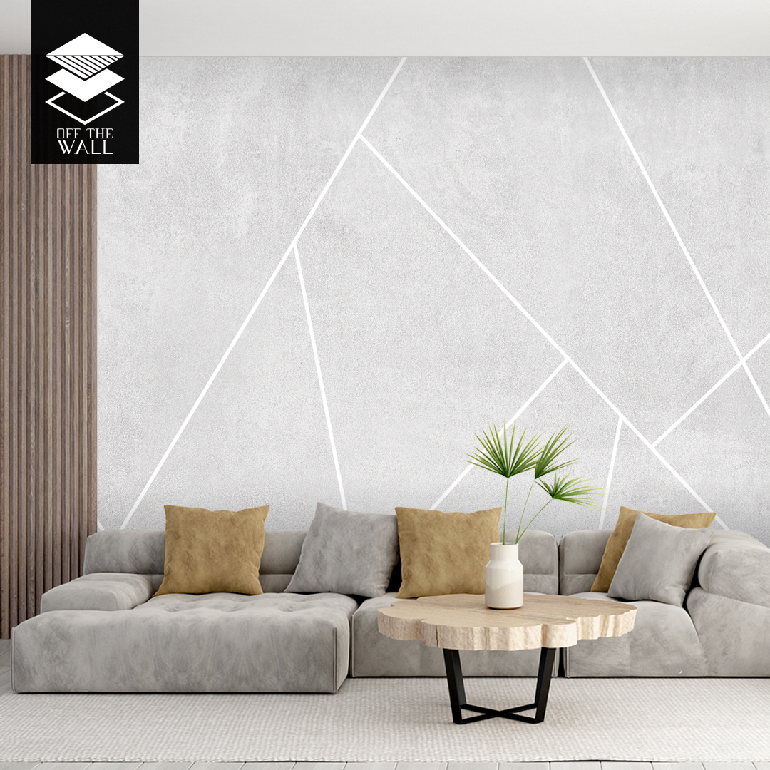 טפט בטון גיאומטרי משופשף קווים לבנים