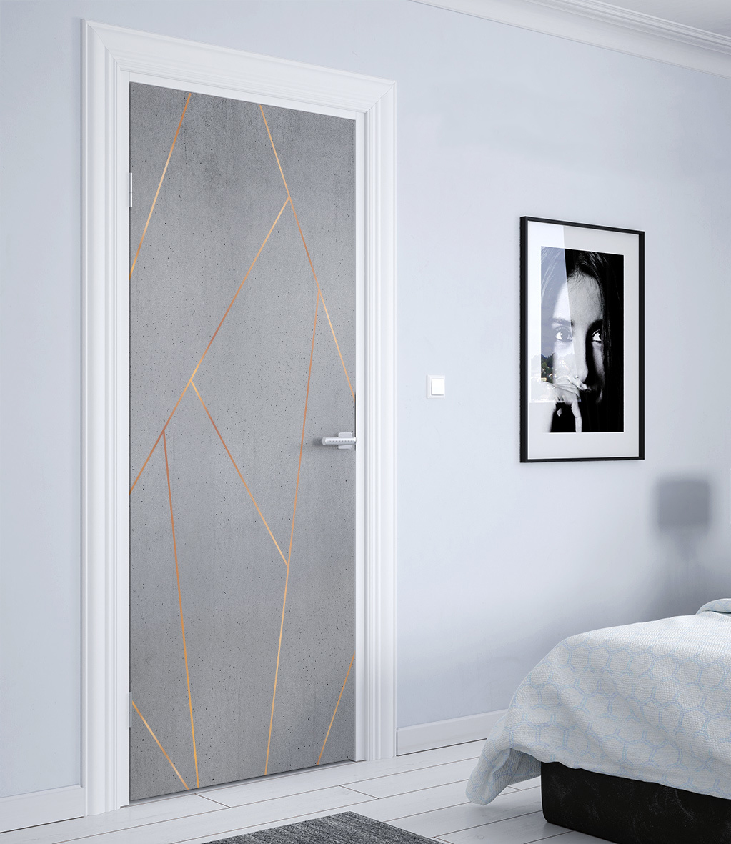 טפט לדלת בטון אלכסונים דמוי נחושת