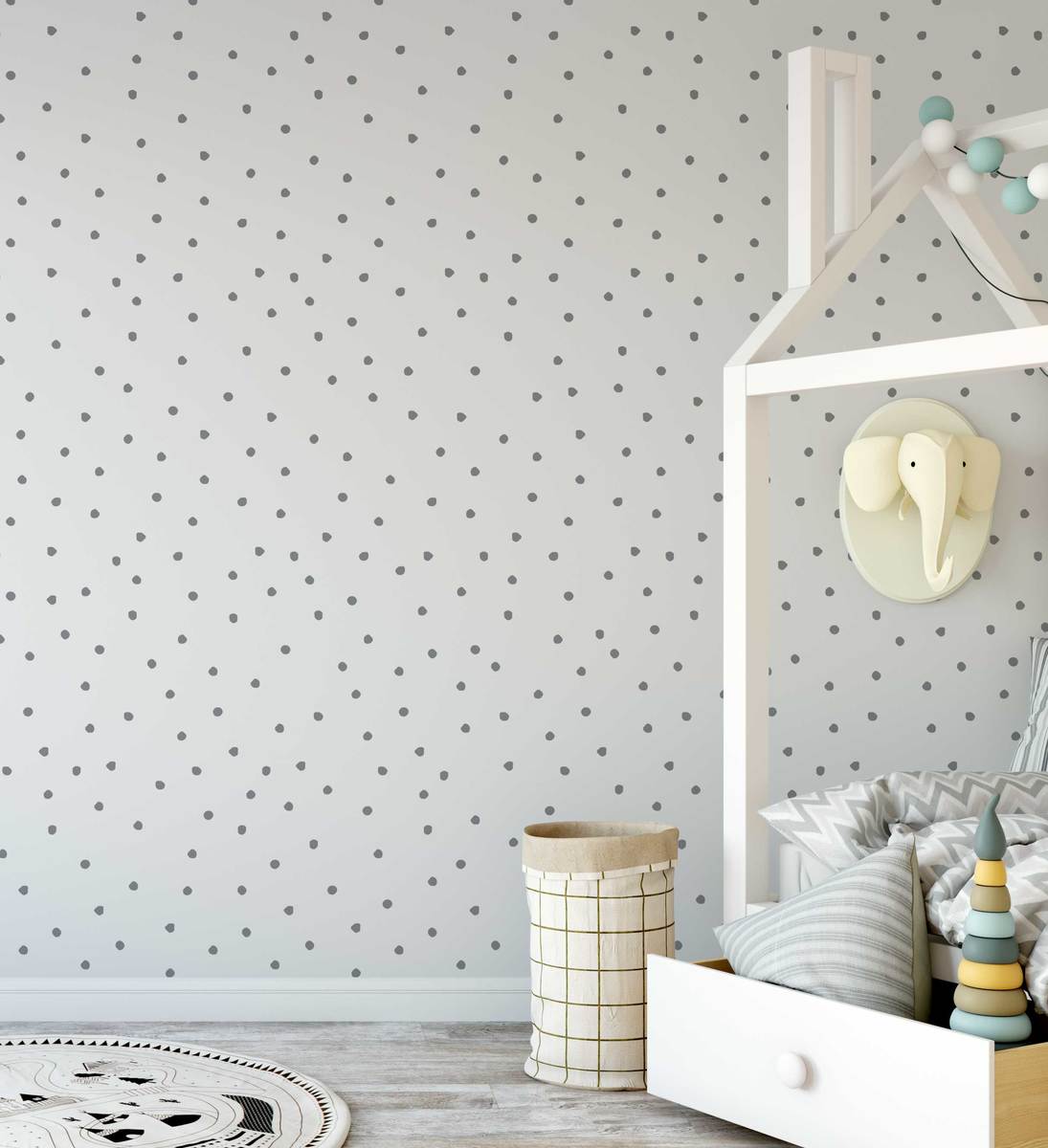 טפט קונפטי סטייל לבן אפור