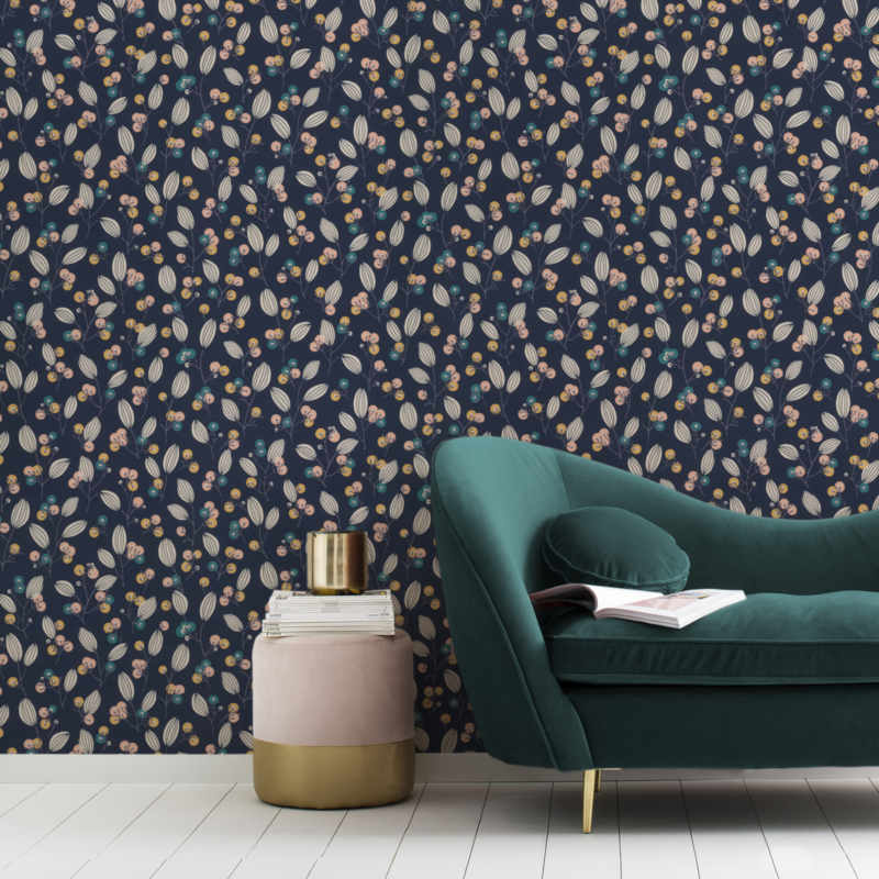 טפט פרחוני כחול