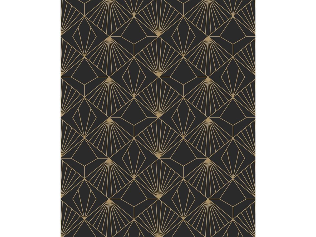 טפט שמש שחור זהב גיאומטרי תבליטי