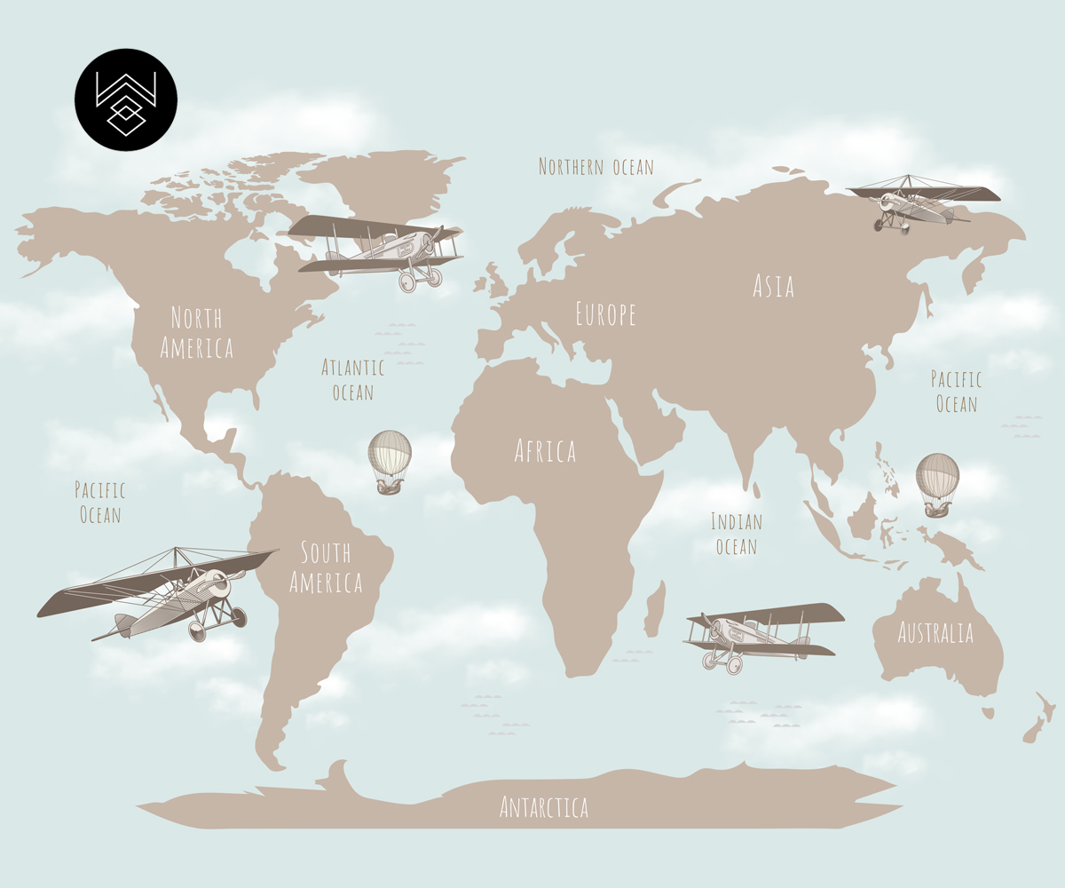 טפט מפת עולם ומטוסים 3