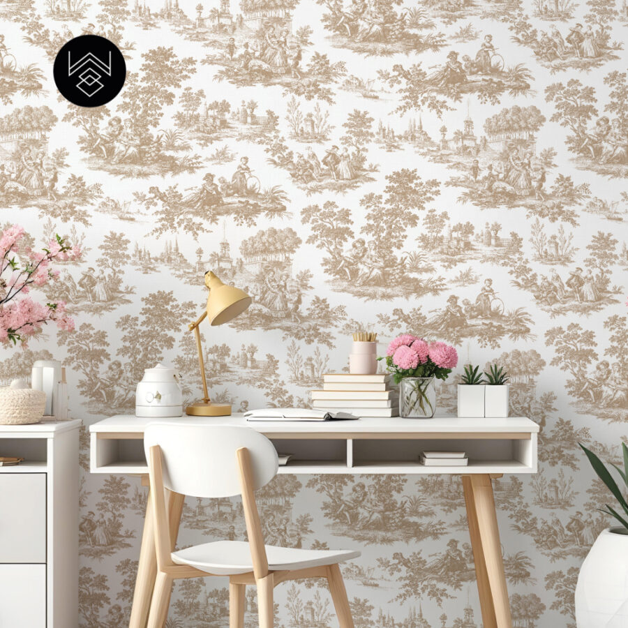 טפט ויקטוריה פאטרן חום