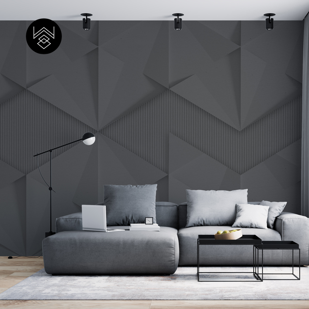 טפט תלת מימד פול 3 אפור