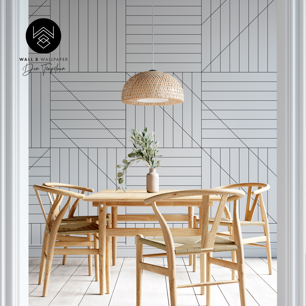 טפט מינימל ליין 3 שחור לבן