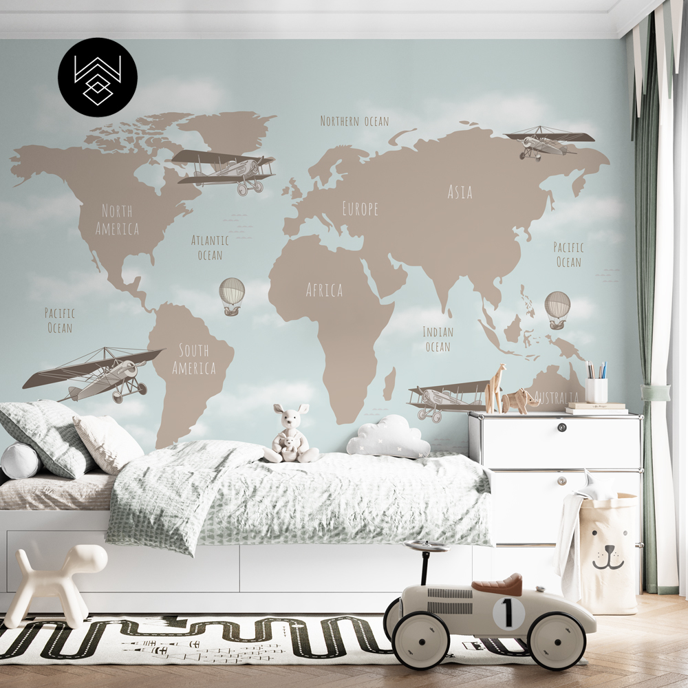 טפט מפת עולם ומטוסים 3