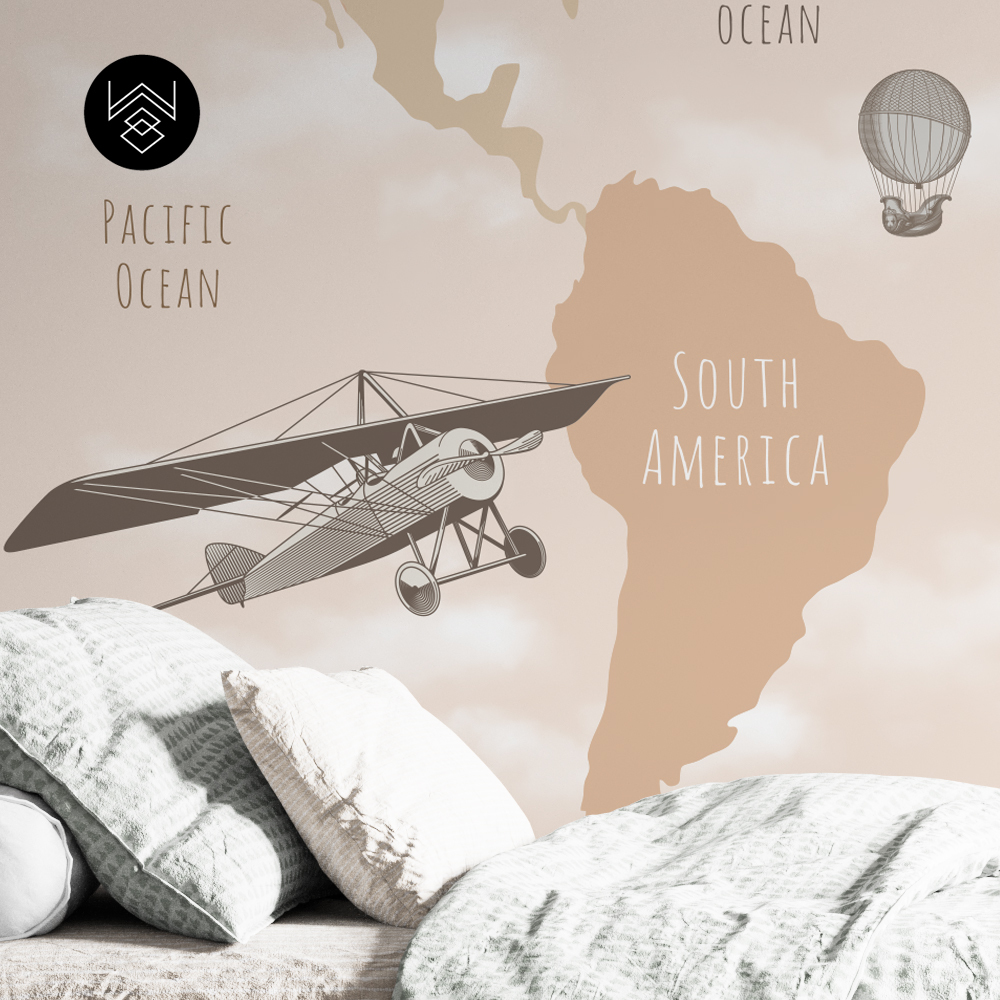 טפט מפת עולם ומטוסים 2