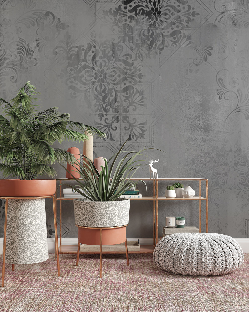 טפט ערבסק משופשף אפור