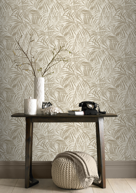 טפט עלים זהב על רקע בז' בהיר