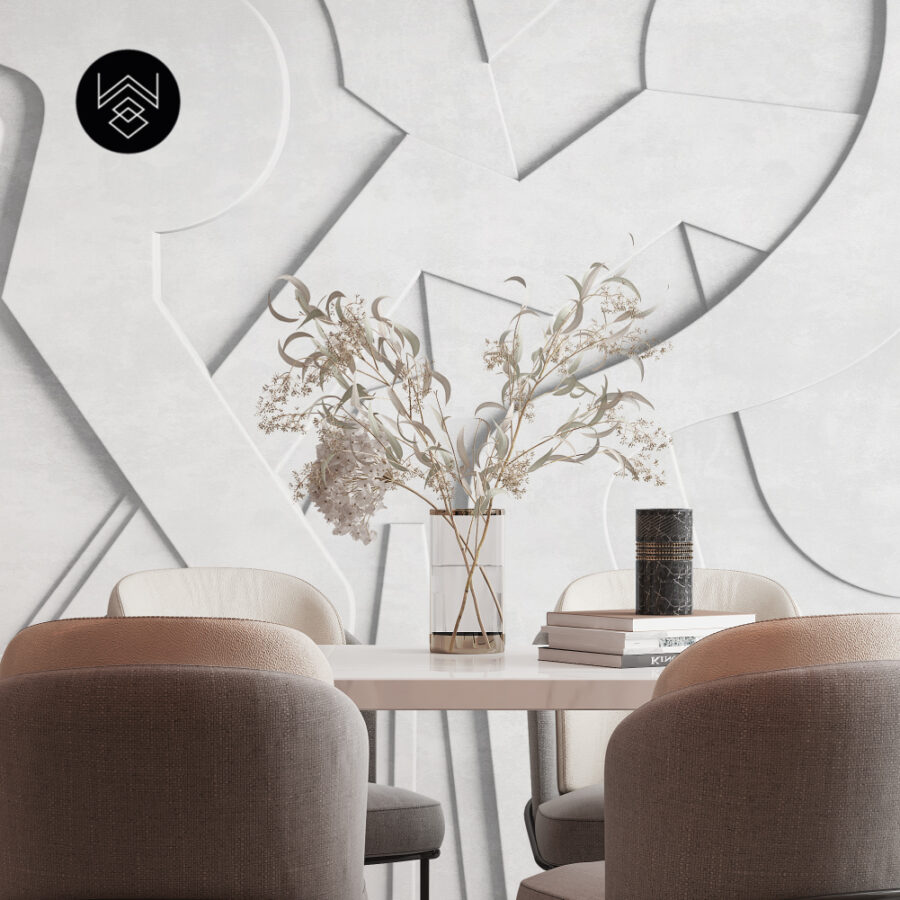 טפט בוהו איזומטרי לבן