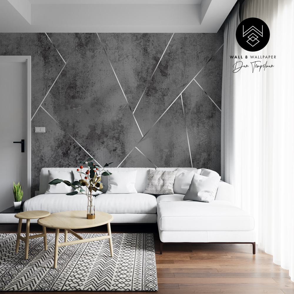 טפט בטון אפור כהה משופשף אלכסונים דמוי כסף