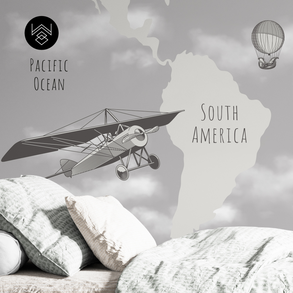 טפט מפת עולם ומטוסים 1