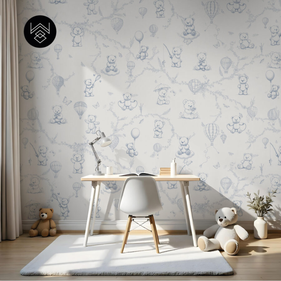 טפט מילאן דובונים כחול אפור 2