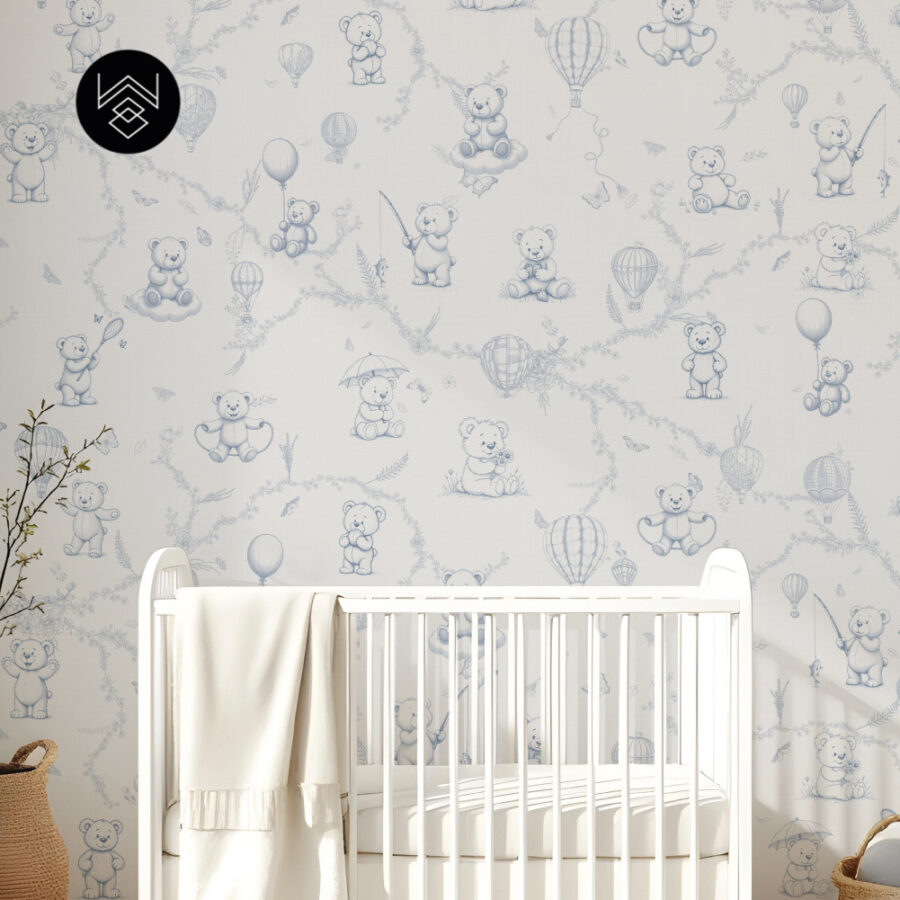טפט מילאן דובונים כחול אפור 2
