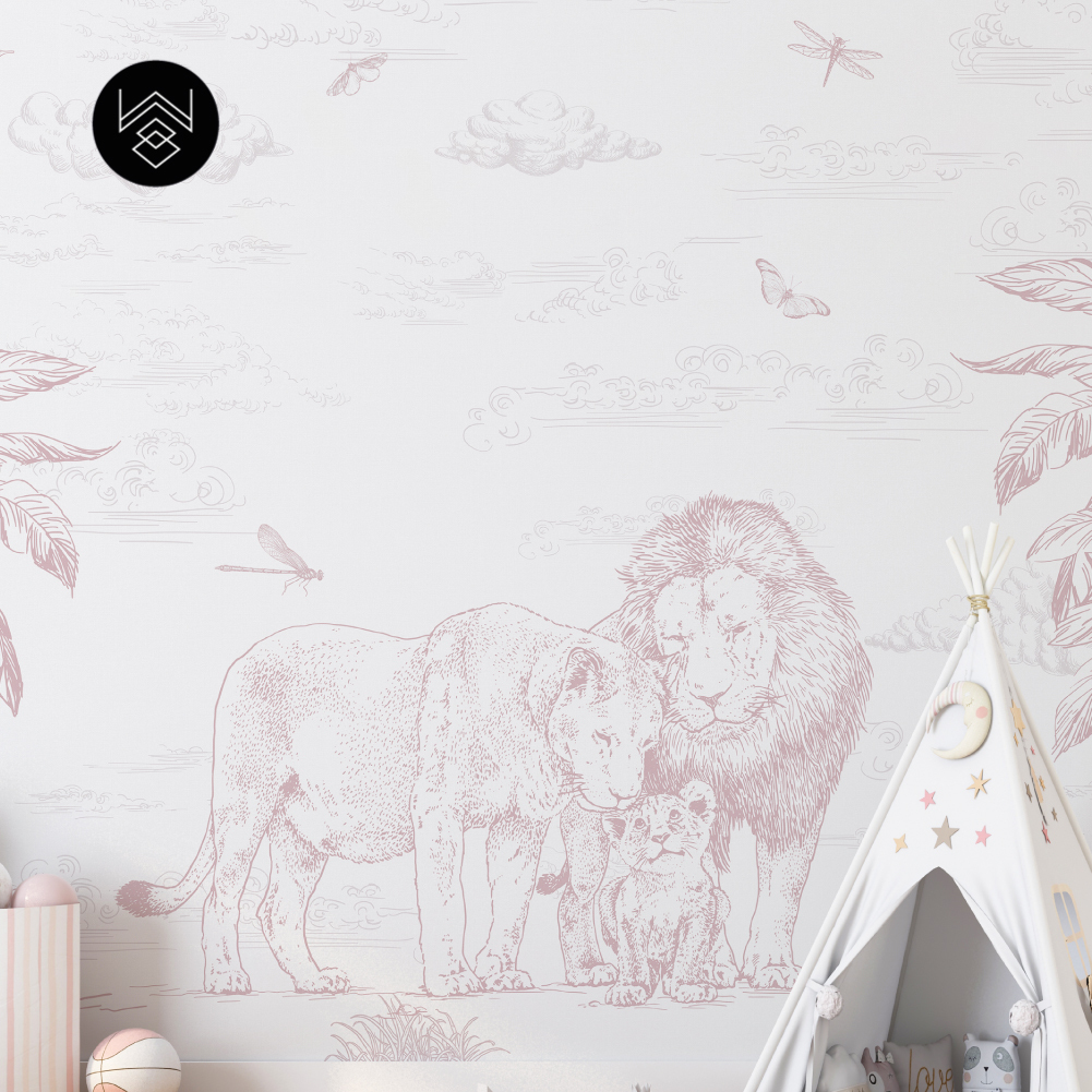 טפט מילאן אריות ורוד מעושן