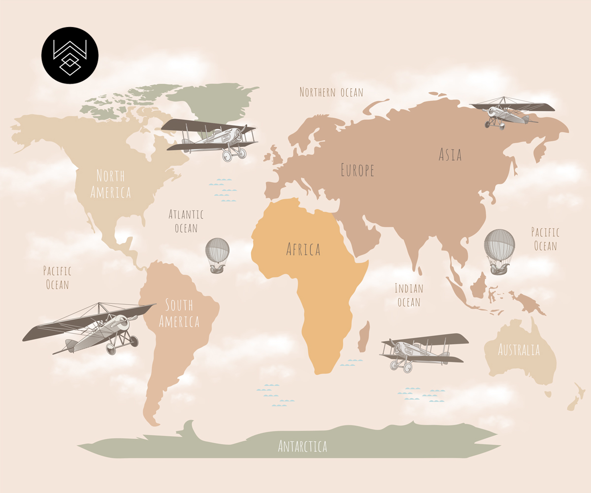 טפט מפת עולם ומטוסים 2