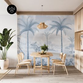 טפט פאלם פייד 4 כחול