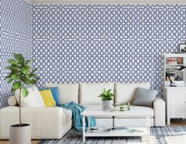 טפט ערבסק כחול לבן