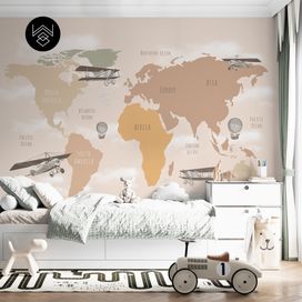 טפט מפת עולם ומטוסים 2