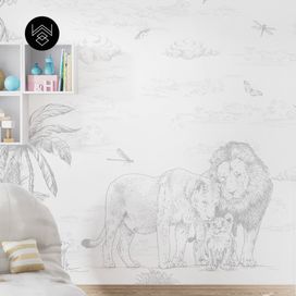 טפט מילאן אריות אפור