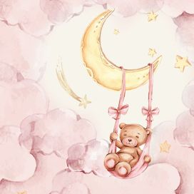 טפט חדר תינוקות LULLABY דובי מתנדנד להנאתו על ירח