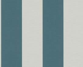 טפט פסים רחבים טורקיז כהה ולבן