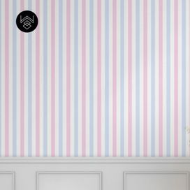 טפט פסים פשתן כחול ורוד
