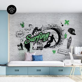 טפט סרפינג סטייל ירוק