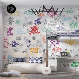 טפט גרפיטי מודרן צבעוני