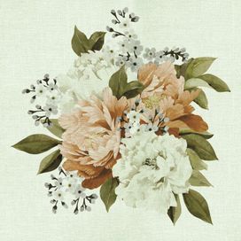 טפט פרחים - סנטרפיס פרחים על רקע קרם מחוספס