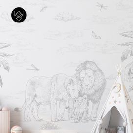 טפט מילאן אריות אפור