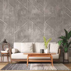 טפט דמוי בטון וצורות גאומטריות דמוי פס כסף