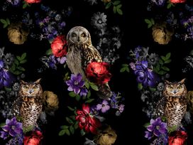 טפט Owls Hidden in Floral Branches