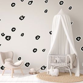 מדבקות קיר אבסטרקט שחור לבן בגדלים שונים 60 יח'