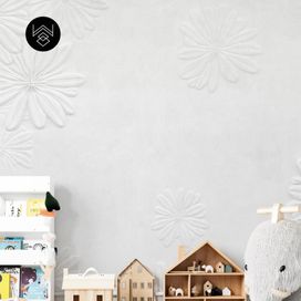 טפט פלאוור מודרן לבן