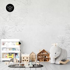 טפט פלאוור מודרן לבן