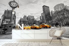 טפט מוניות צהובות שחור לבן