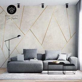 טפט בטון בז’ אלכסונים דמוי זהב