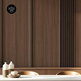 טפט דמוי פורניר אפקט סרגלים חום מעושן