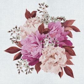 טפט פרחים - סנטרפיס פרחים על רקע קרם מחוספס