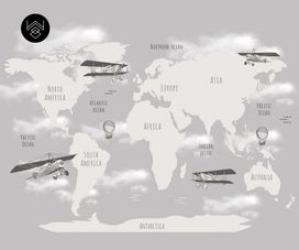 טפט מפת עולם ומטוסים 1