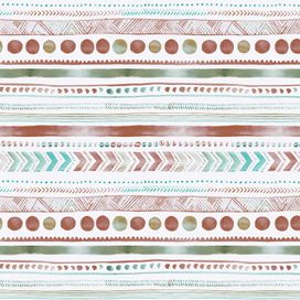 טפט ציור בצבעי מים של דפוס אינדיאני לרוחב עם עיגולים וחצים