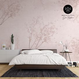 טפט ענפים פשתן 5 ורוד