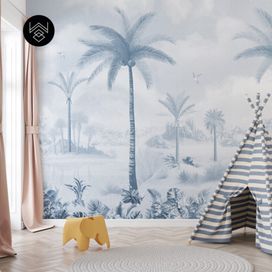 טפט פאלם פייד 4 כחול